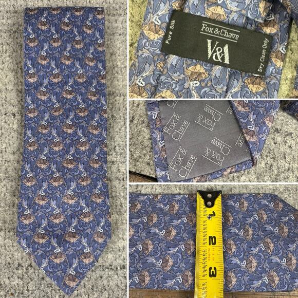 Beautiful Fox & Chave Pure Silk Men’s Designer Floral Style Tie App 60” L 3.25”W - Picture 1 of 9